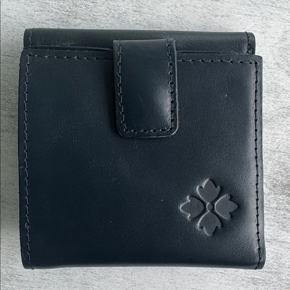 Patricia Nash Astra Caribbean Blue Vtg Distress Leather Bi Fold Wallet